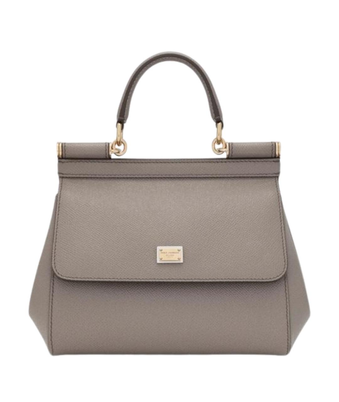 DOLCE&GABBANA Серая кожаная сумка с короткими ручками, фото 1