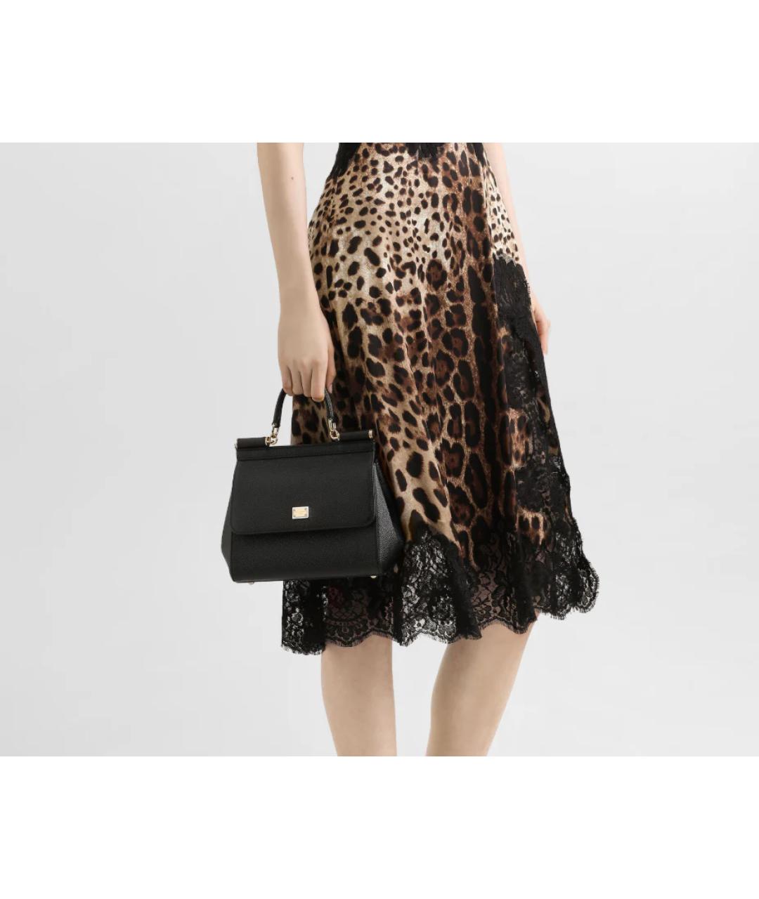 DOLCE&GABBANA Черная кожаная сумка с короткими ручками, фото 2