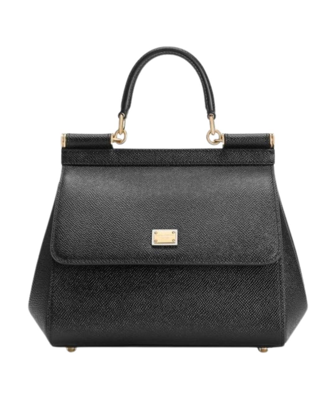 DOLCE&GABBANA Черная кожаная сумка с короткими ручками, фото 1