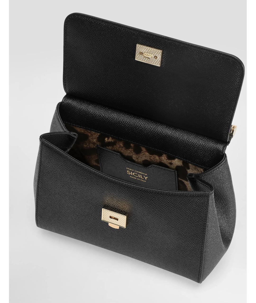 DOLCE&GABBANA Черная кожаная сумка с короткими ручками, фото 3