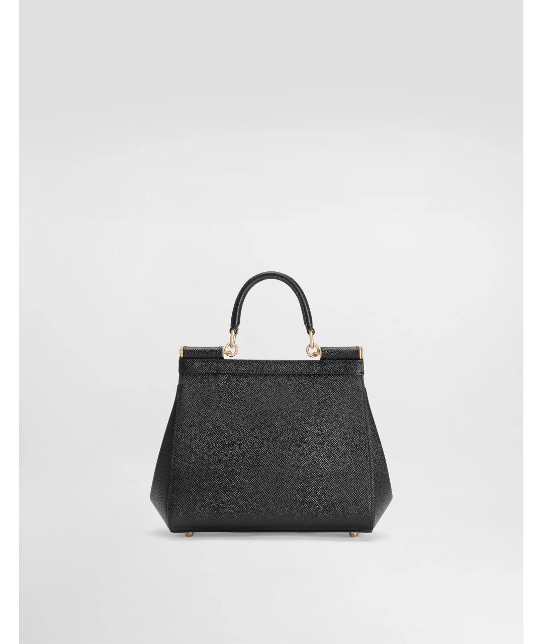 DOLCE&GABBANA Черная кожаная сумка с короткими ручками, фото 4