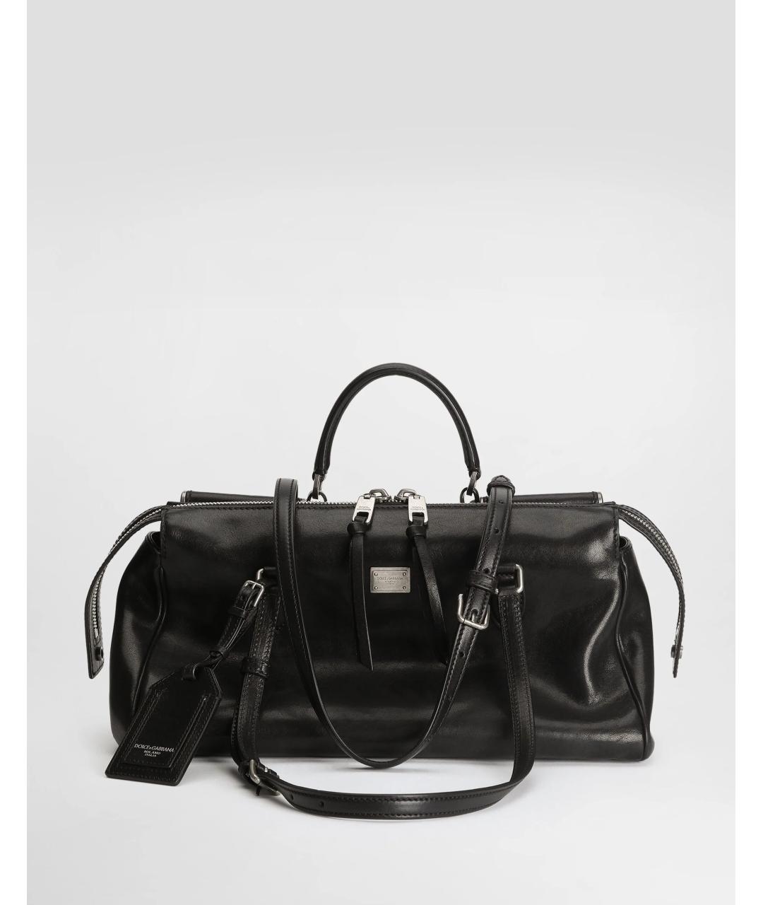 DOLCE&GABBANA Черная кожаная сумка с короткими ручками, фото 5