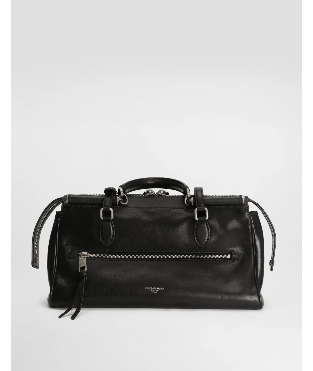 DOLCE&GABBANA Черная кожаная сумка с короткими ручками, фото 3