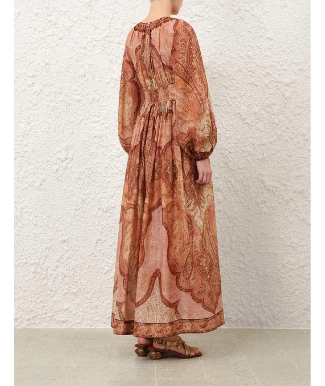 ZIMMERMANN Коричневое хлопковое повседневное платье, фото 3