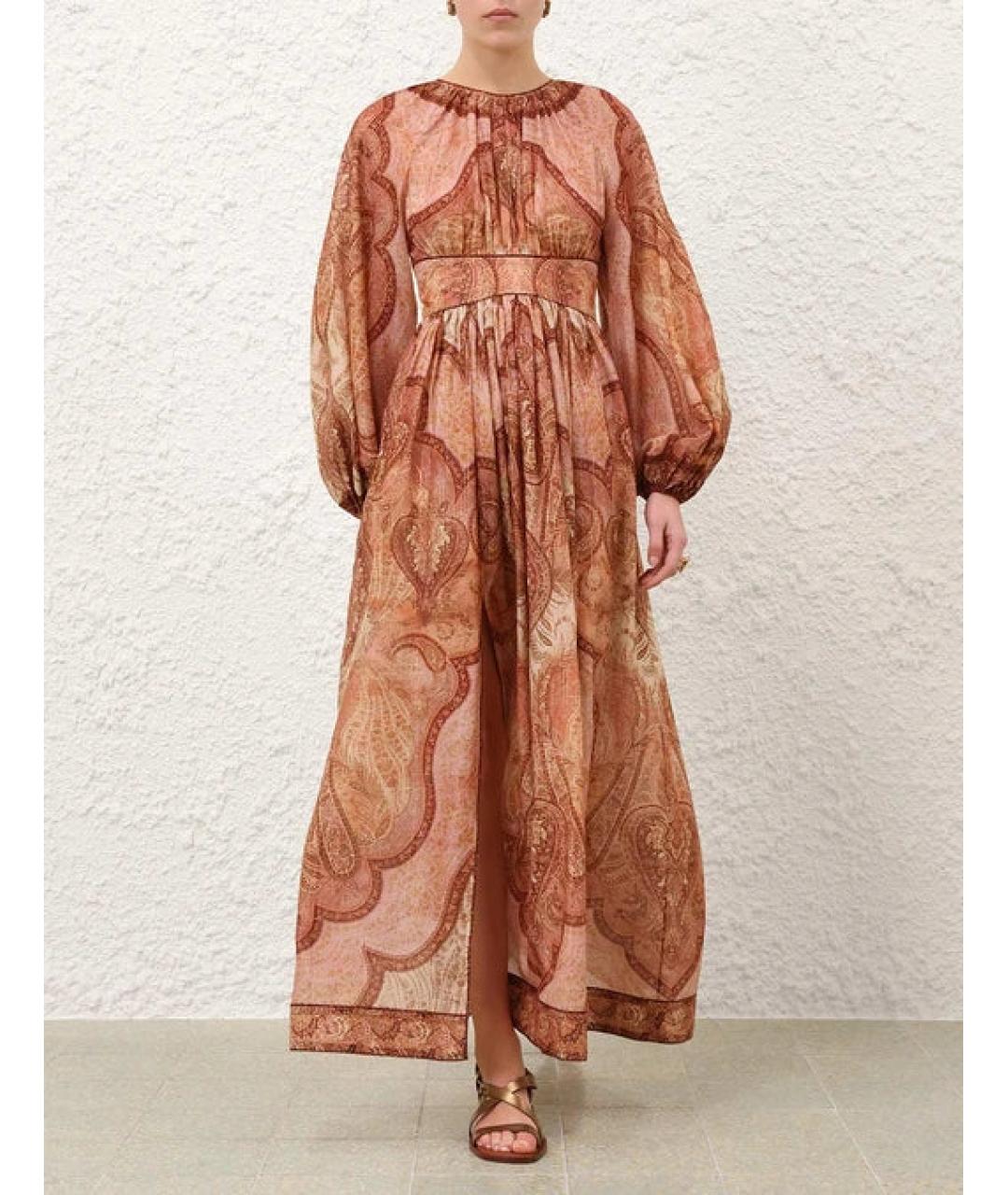 ZIMMERMANN Коричневое хлопковое повседневное платье, фото 2
