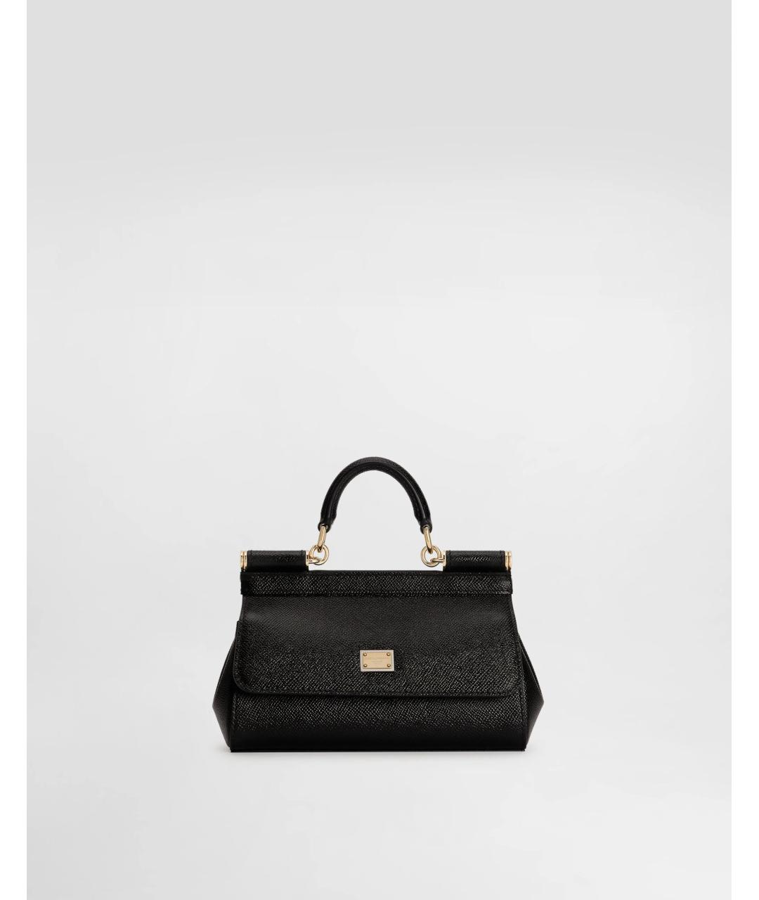 DOLCE&GABBANA Черная кожаная сумка с короткими ручками, фото 5