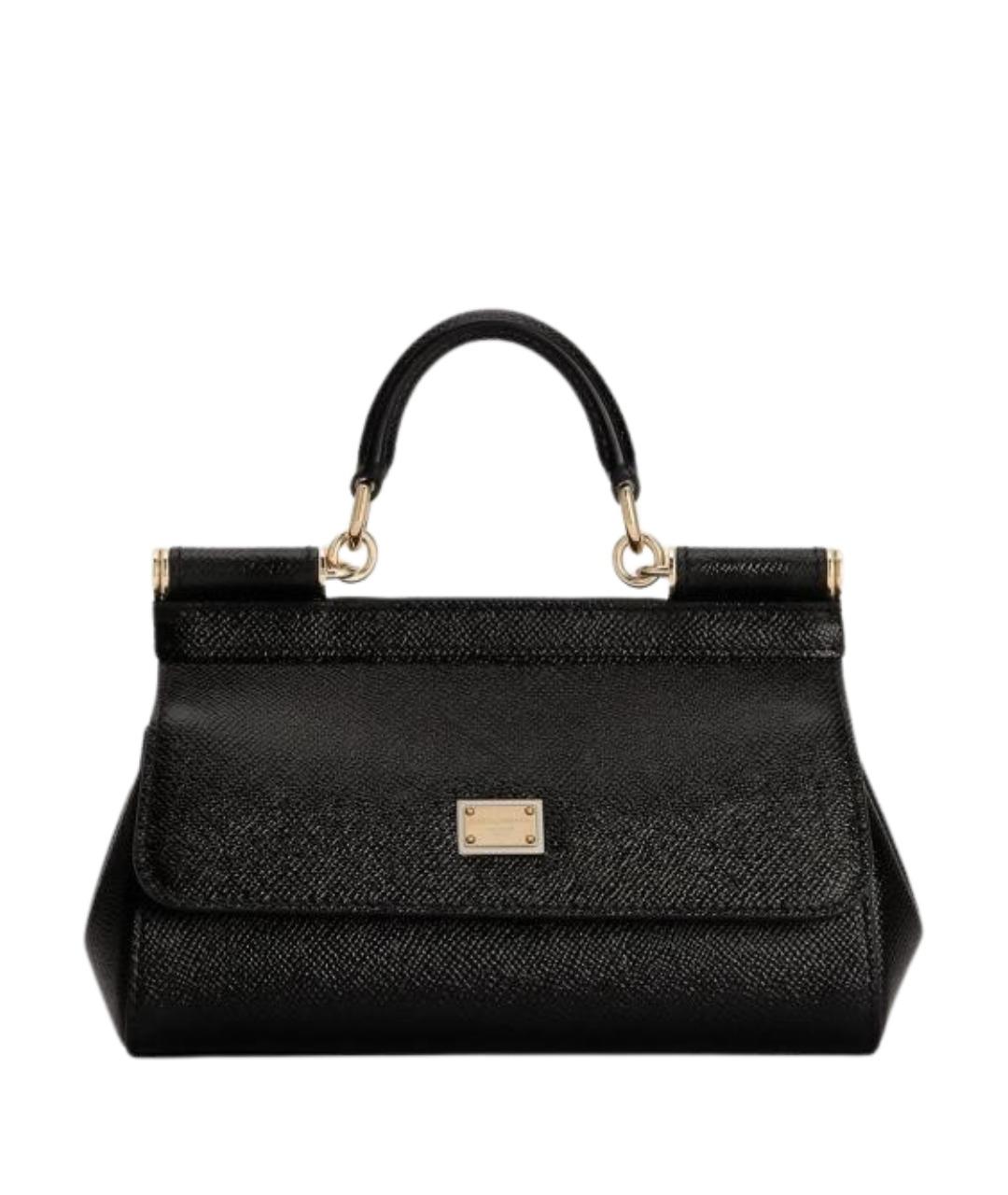 DOLCE&GABBANA Черная кожаная сумка с короткими ручками, фото 1