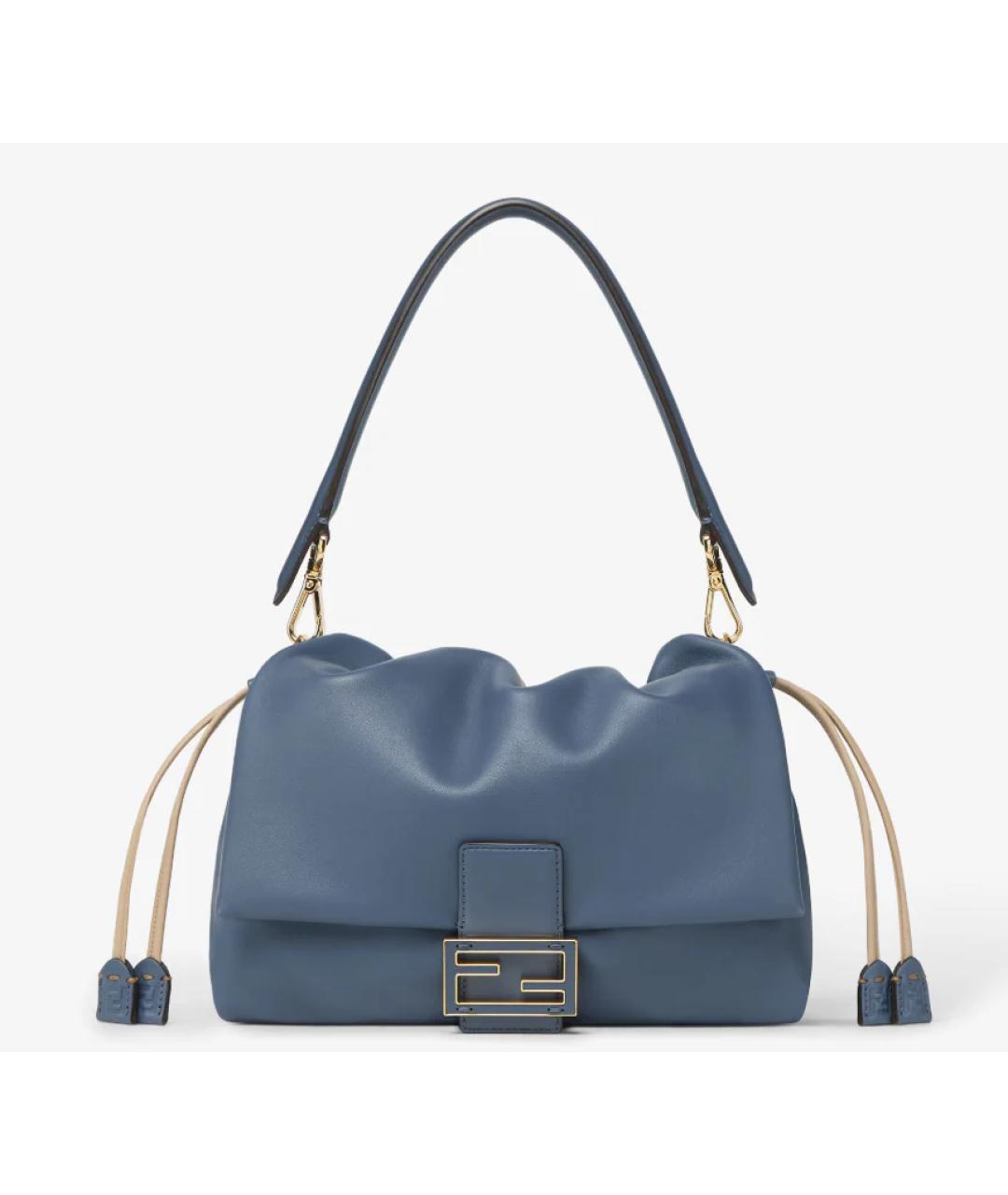 FENDI Синяя кожаная сумка с короткими ручками, фото 1