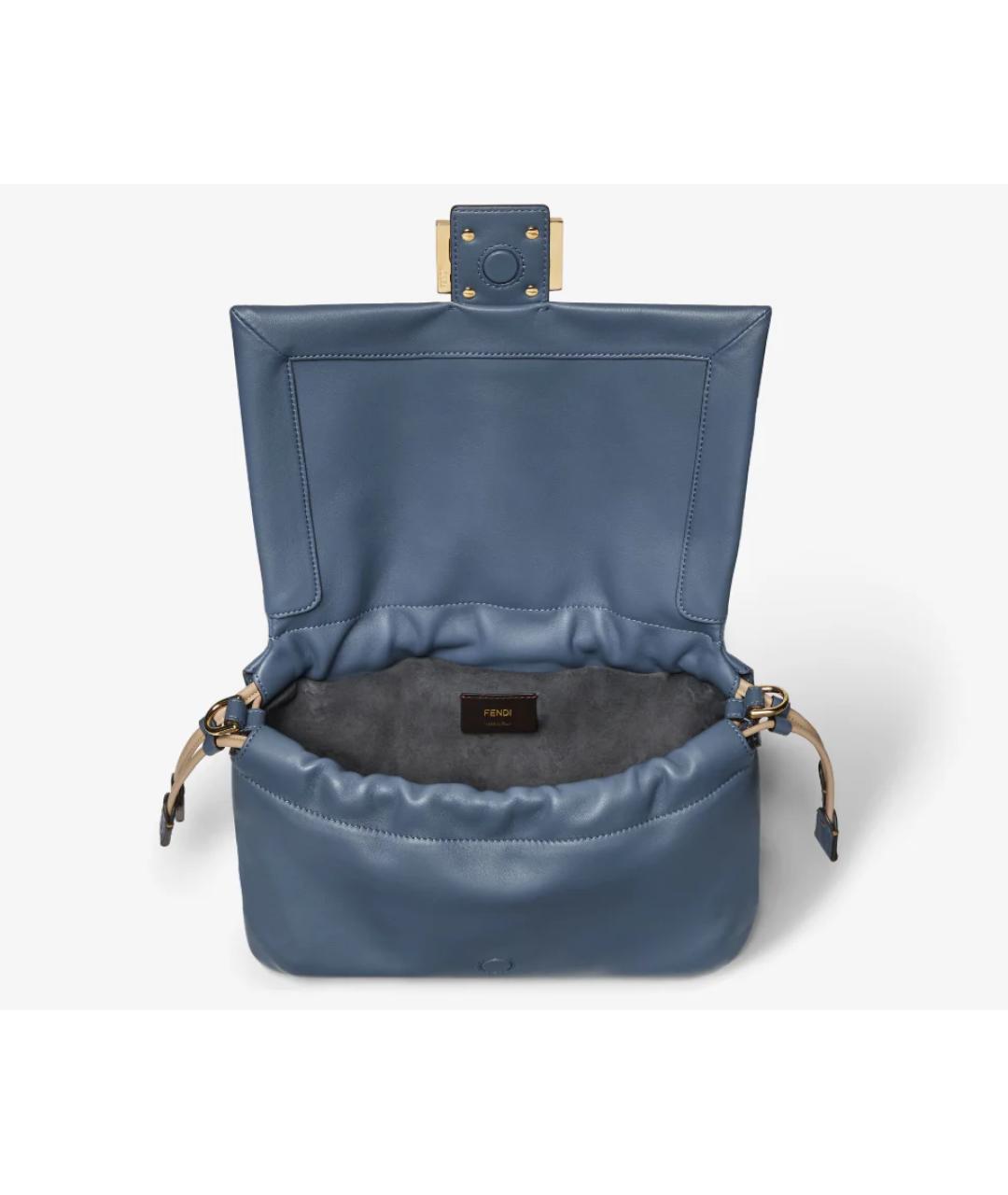 FENDI Синяя кожаная сумка с короткими ручками, фото 2