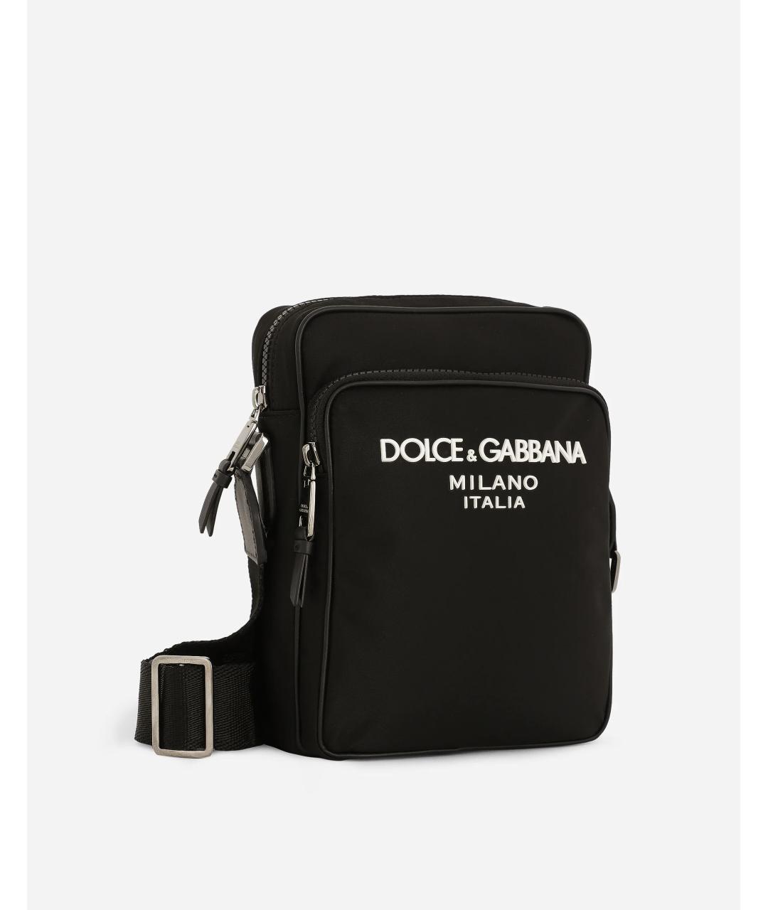 DOLCE&GABBANA Черная тканевая сумка на плечо, фото 2