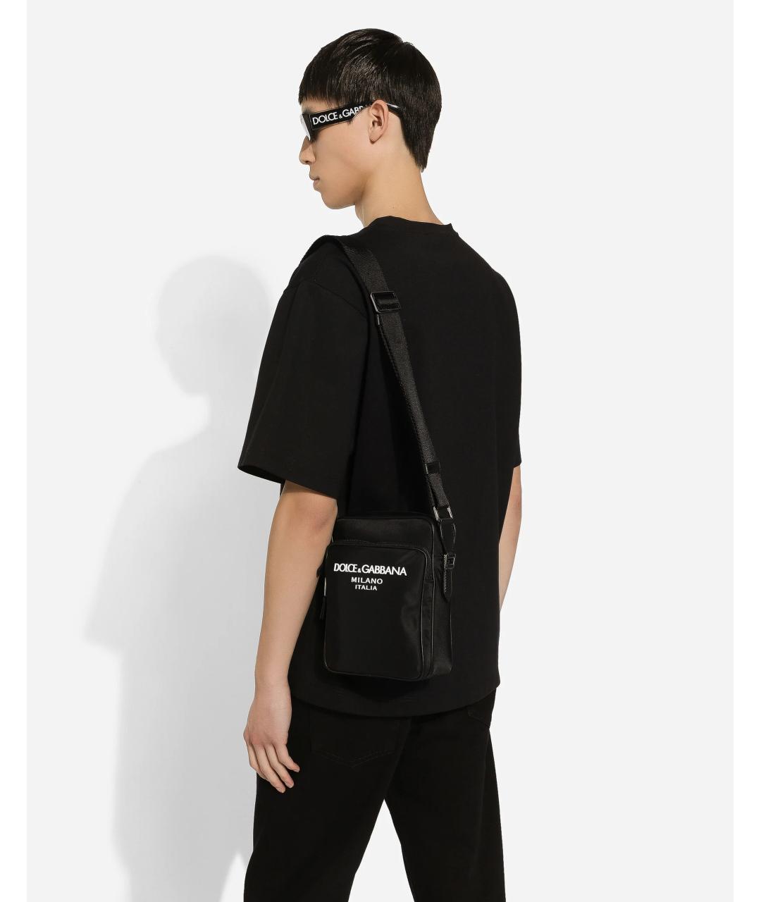 DOLCE&GABBANA Черная тканевая сумка на плечо, фото 3