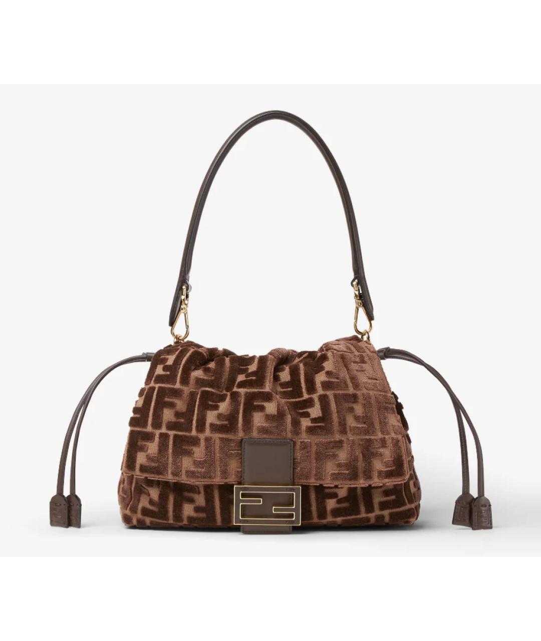 FENDI Коричневая кожаная сумка с короткими ручками, фото 4