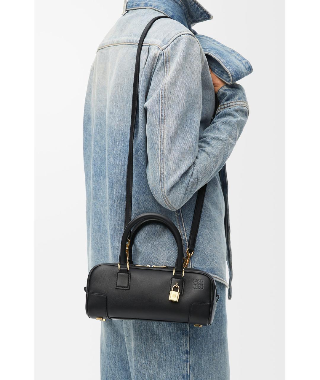 LOEWE Черная кожаная сумка с короткими ручками, фото 3