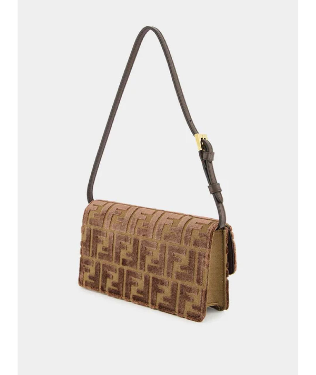 FENDI Коричневая синтетическая сумка через плечо, фото 3