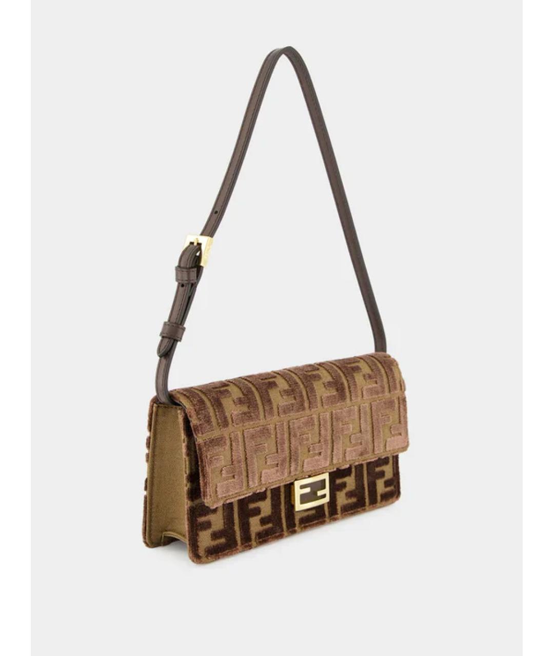 FENDI Коричневая синтетическая сумка через плечо, фото 2