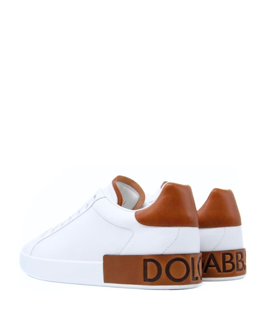 DOLCE&GABBANA Белые кожаные низкие кроссовки / кеды, фото 3