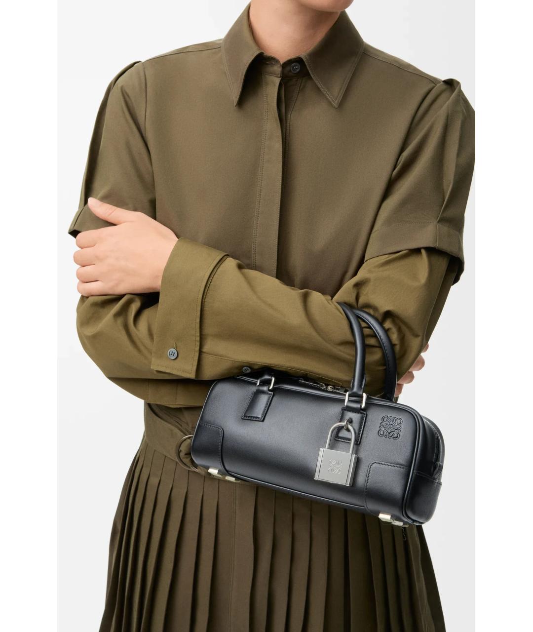 LOEWE Черная кожаная сумка с короткими ручками, фото 2