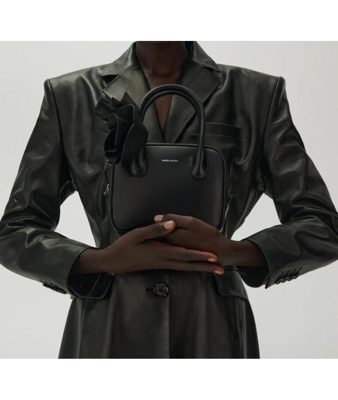 MAGDA BUTRYM Черная кожаная сумка с короткими ручками, фото 3