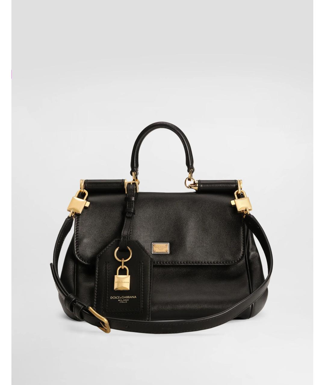 DOLCE&GABBANA Черная кожаная сумка с короткими ручками, фото 5