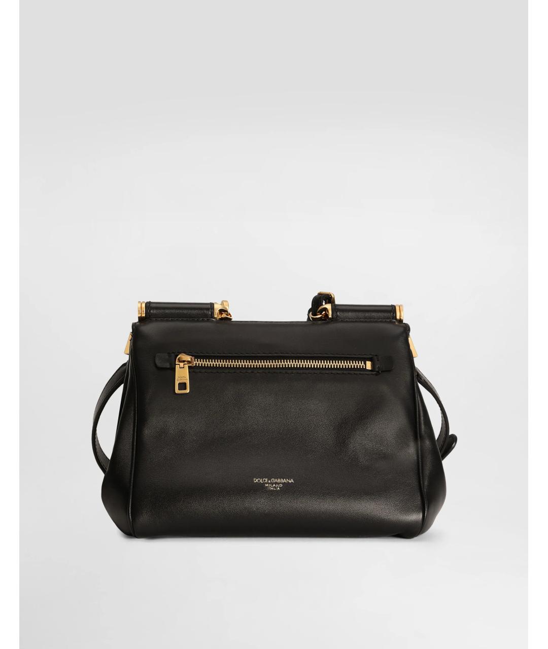 DOLCE&GABBANA Черная кожаная сумка с короткими ручками, фото 4