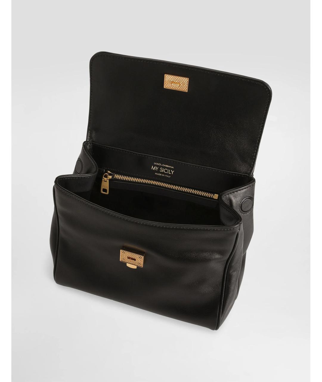 DOLCE&GABBANA Черная кожаная сумка с короткими ручками, фото 3