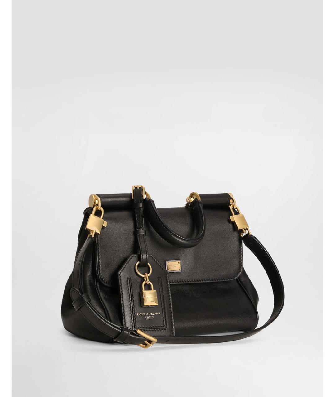 DOLCE&GABBANA Черная кожаная сумка с короткими ручками, фото 2