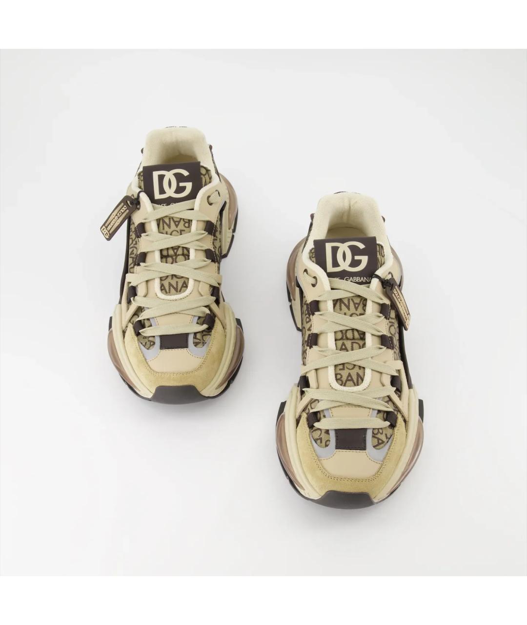 DOLCE&GABBANA Бежевые текстильные низкие кроссовки / кеды, фото 2