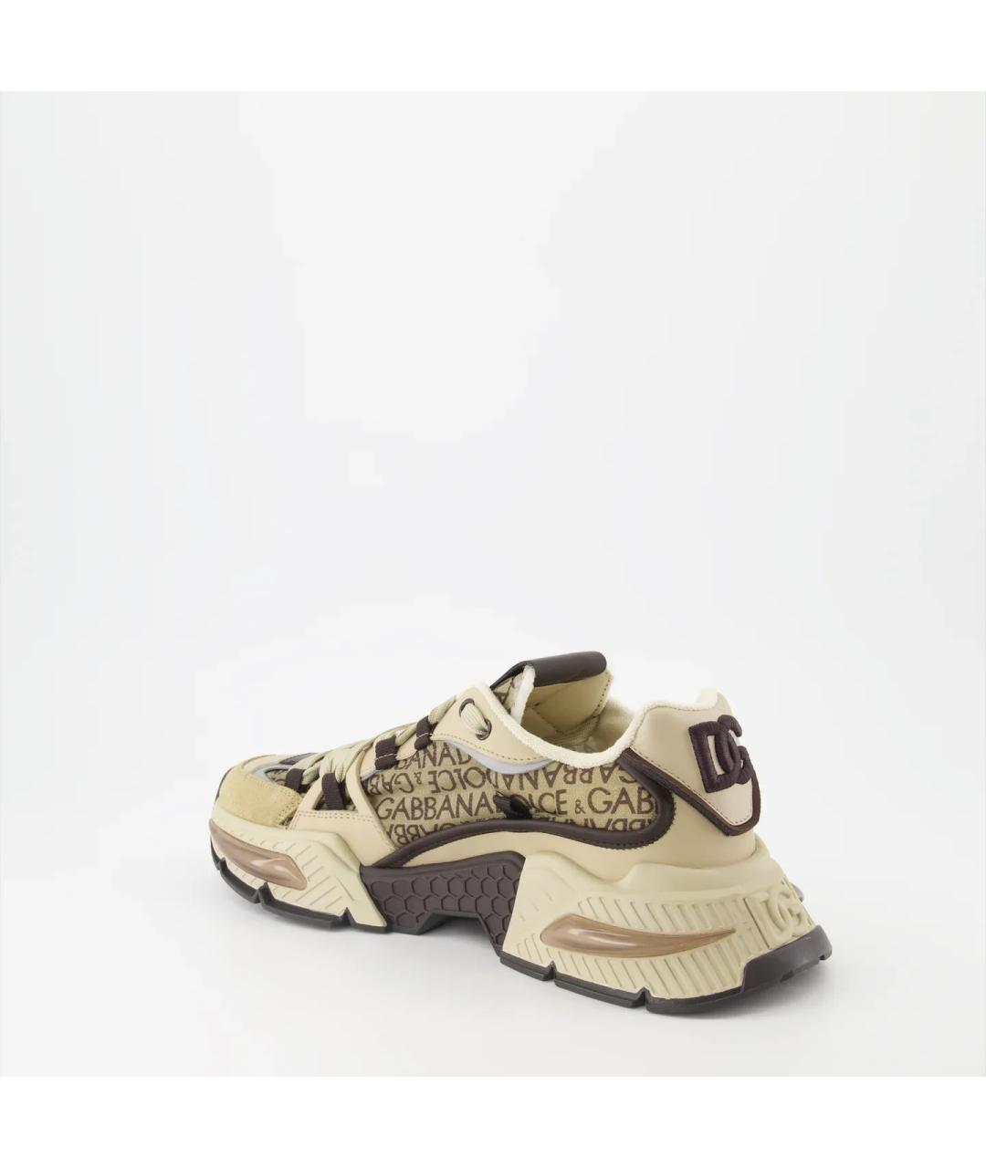DOLCE&GABBANA Бежевые текстильные низкие кроссовки / кеды, фото 3