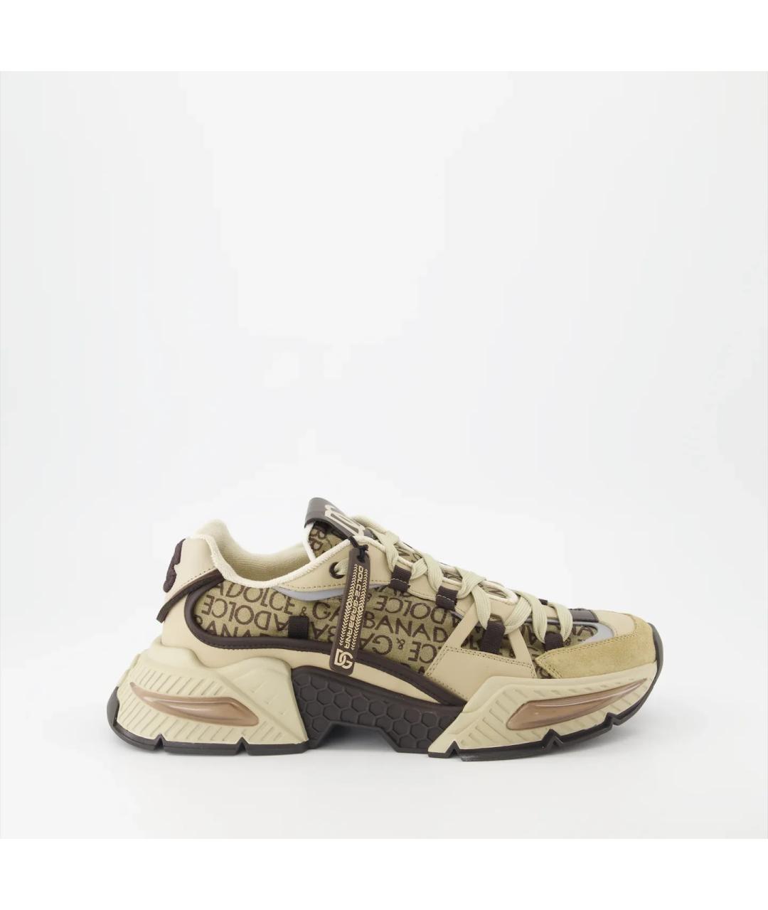 DOLCE&GABBANA Бежевые текстильные низкие кроссовки / кеды, фото 4