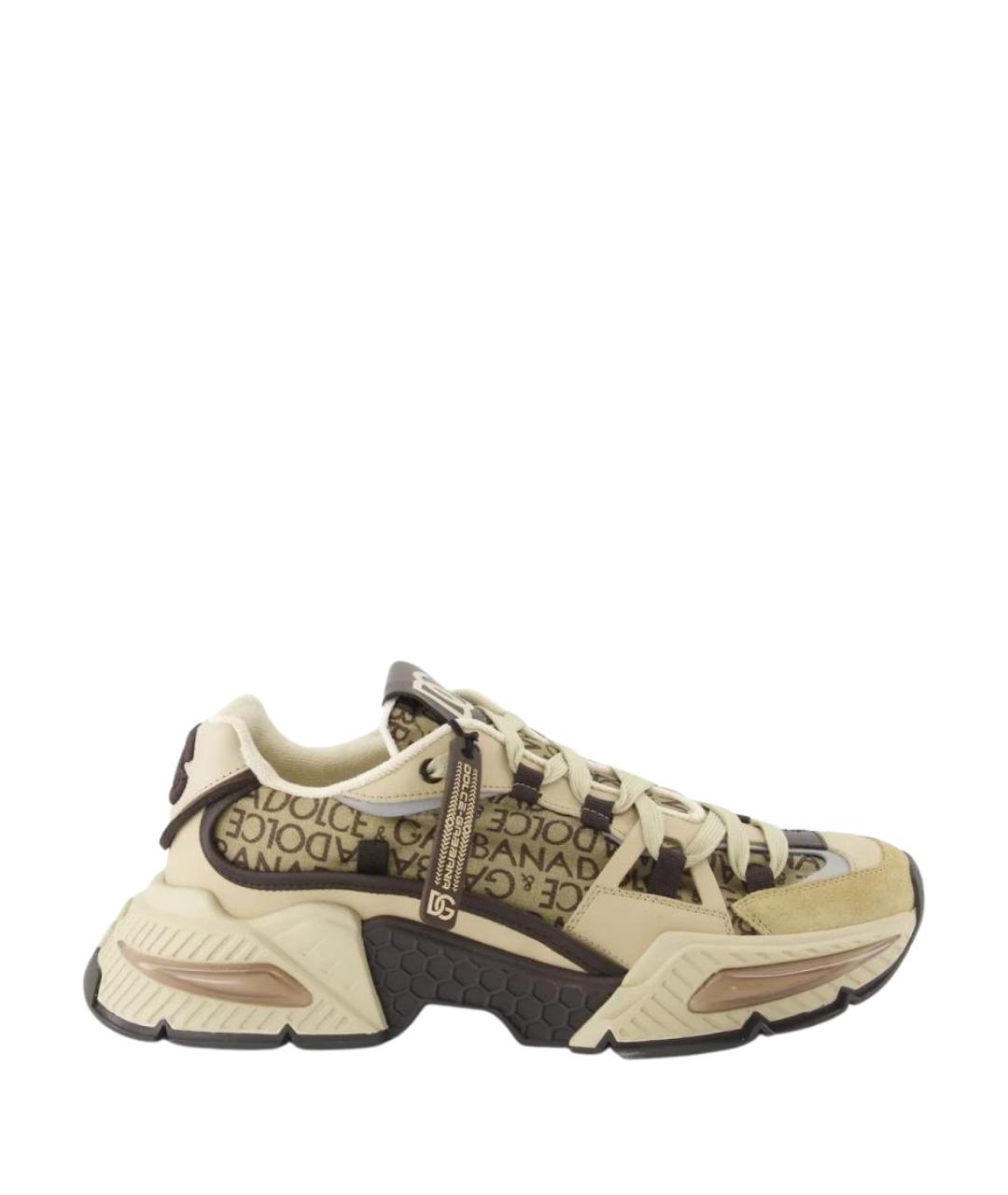 DOLCE&GABBANA Бежевые текстильные низкие кроссовки / кеды, фото 1