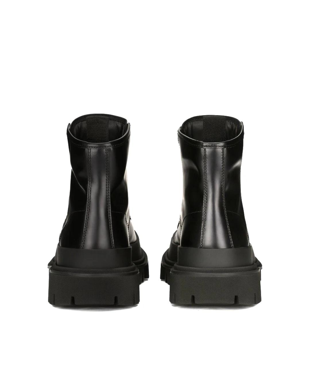 DOLCE&GABBANA Черные кожаные низкие ботинки, фото 3