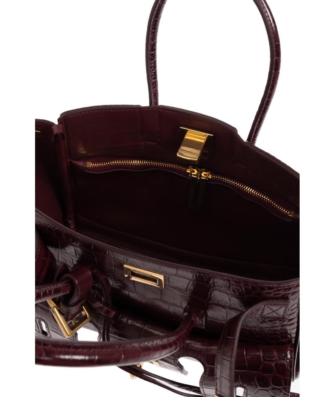 BALENCIAGA Бордовая кожаная сумка с короткими ручками, фото 3