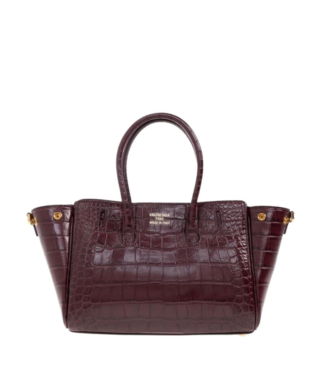 BALENCIAGA Бордовая кожаная сумка с короткими ручками, фото 1