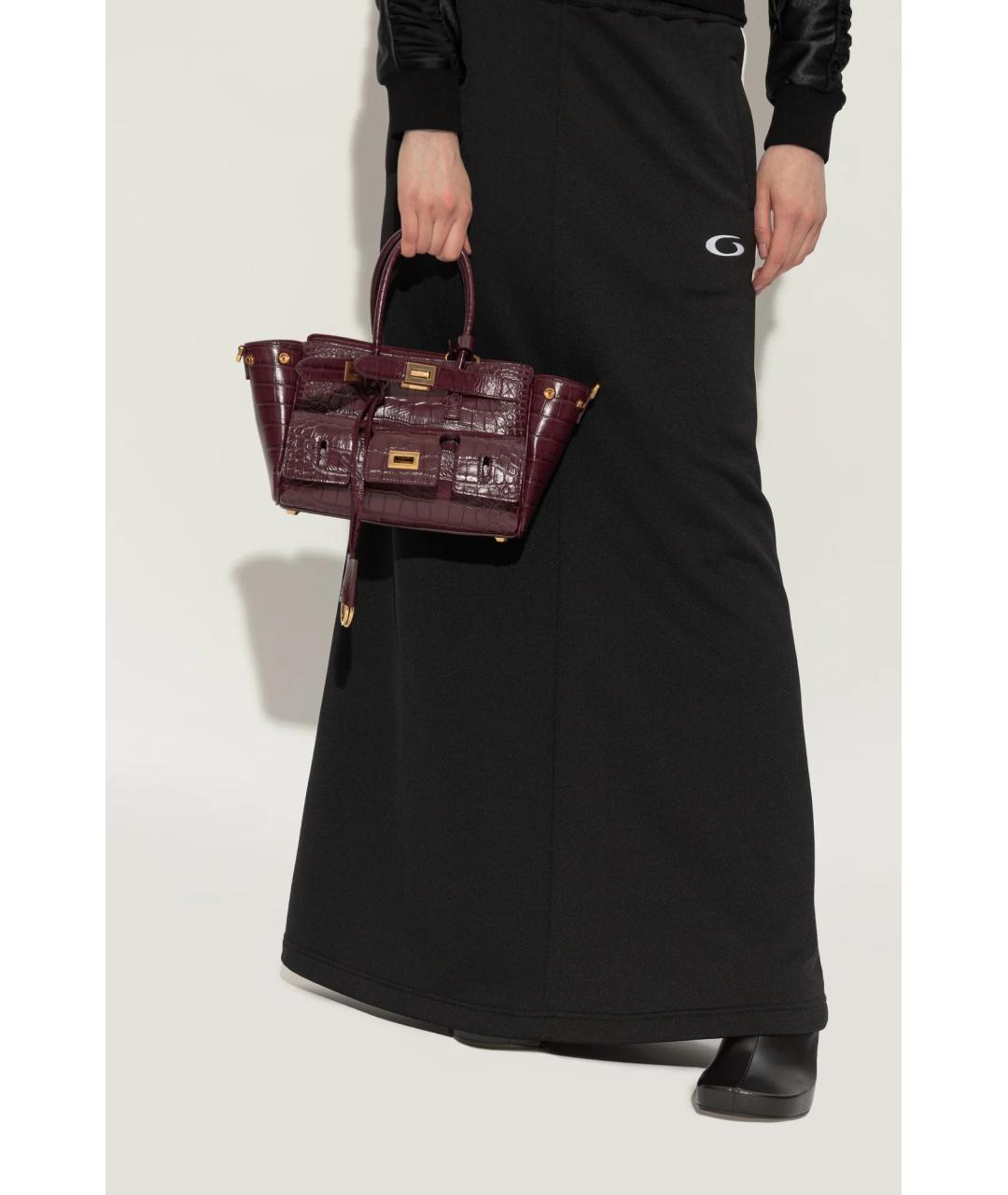 BALENCIAGA Бордовая кожаная сумка с короткими ручками, фото 2