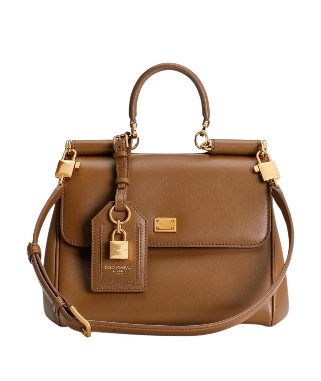 DOLCE&GABBANA Коричневая кожаная сумка с короткими ручками, фото 1