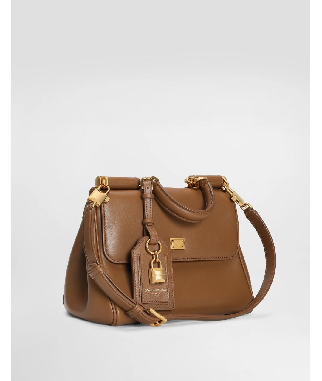 DOLCE&GABBANA Коричневая кожаная сумка с короткими ручками, фото 2