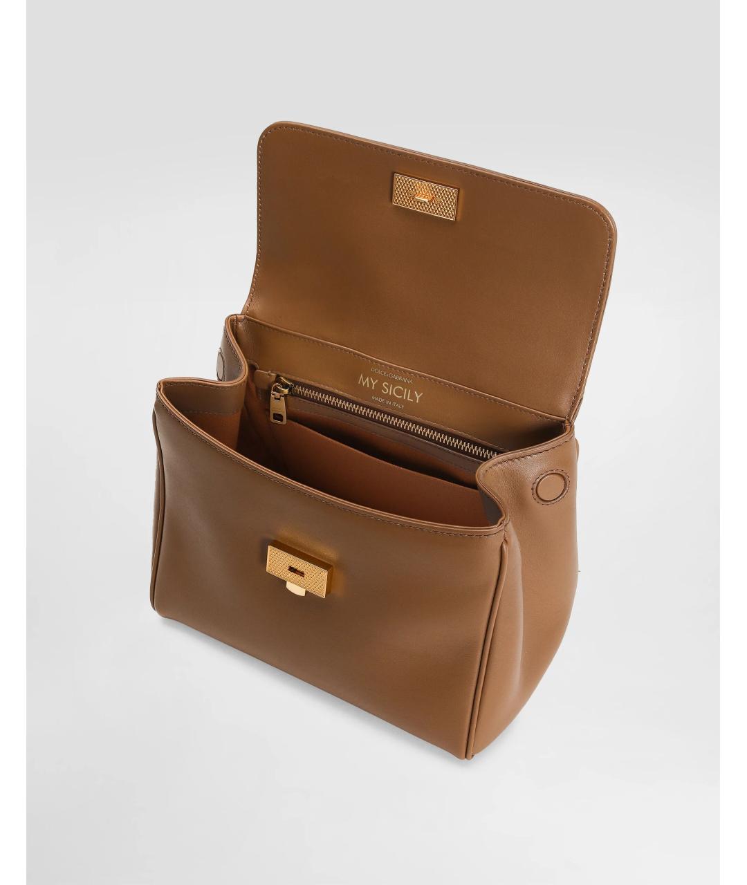 DOLCE&GABBANA Коричневая кожаная сумка с короткими ручками, фото 4