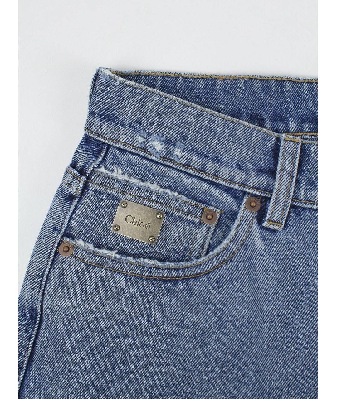 CHLOE Голубые хлопковые прямые джинсы, фото 4