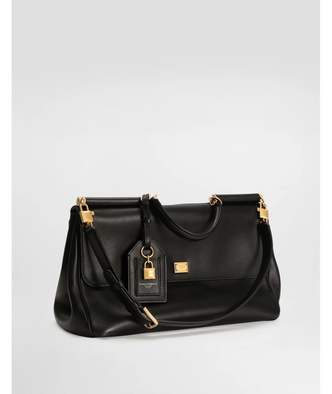 DOLCE&GABBANA Черная кожаная сумка через плечо, фото 2