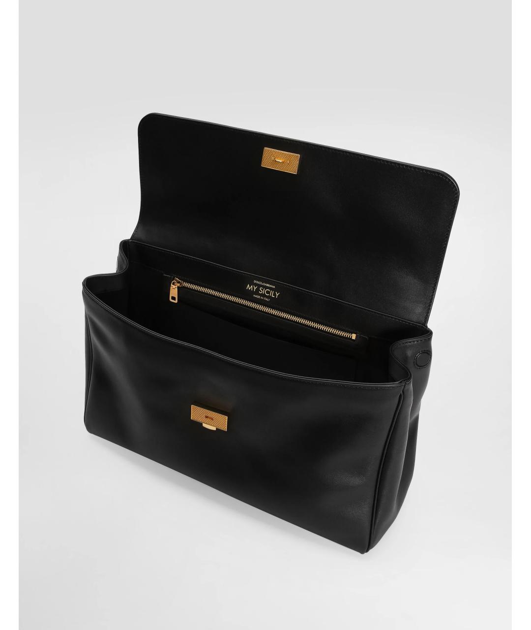 DOLCE&GABBANA Черная кожаная сумка через плечо, фото 3