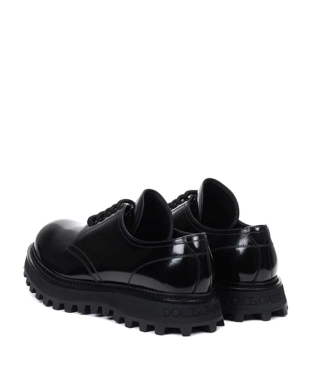 DOLCE&GABBANA Черные кожаные низкие ботинки, фото 3