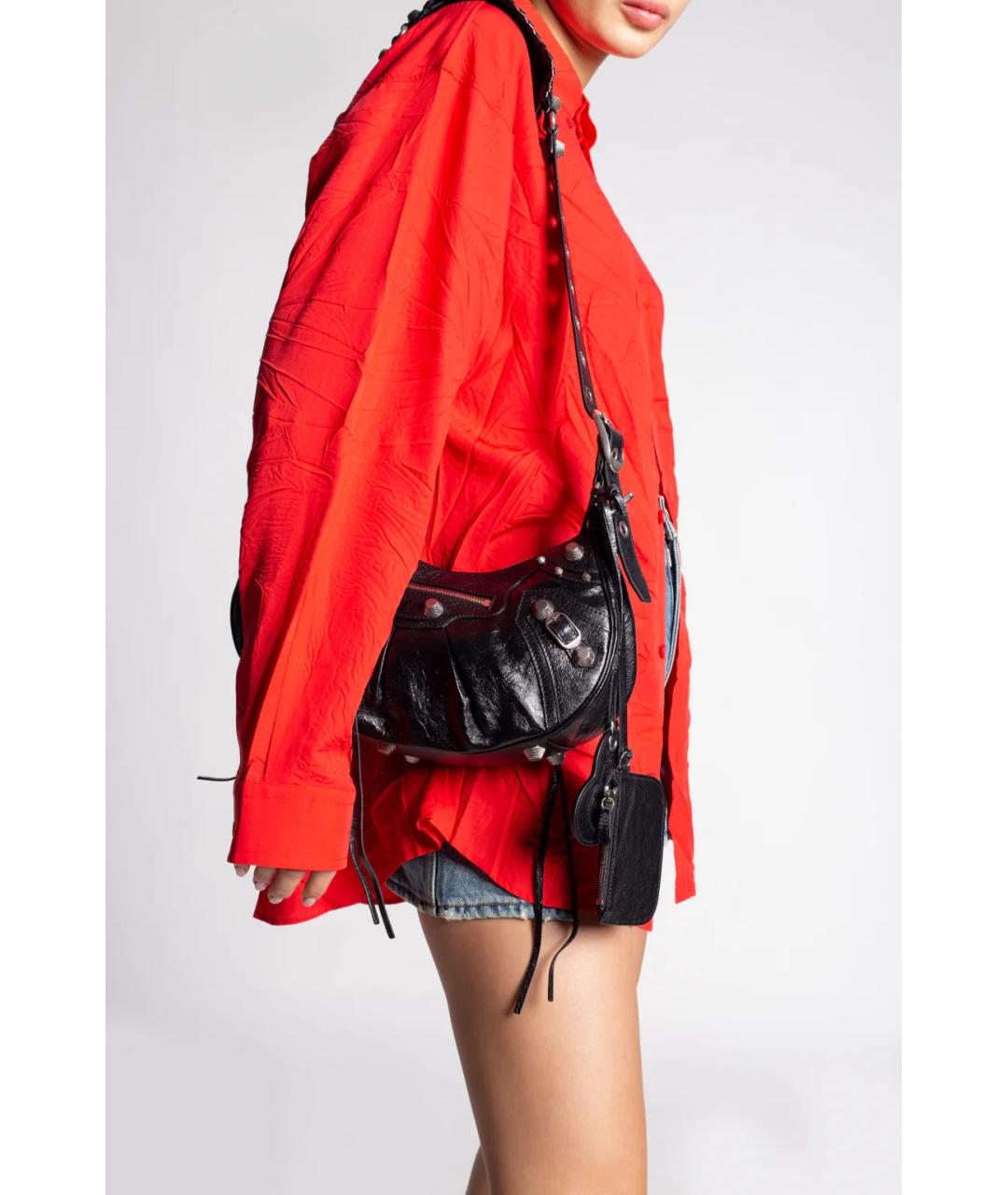 BALENCIAGA Черная кожаная сумка через плечо, фото 3