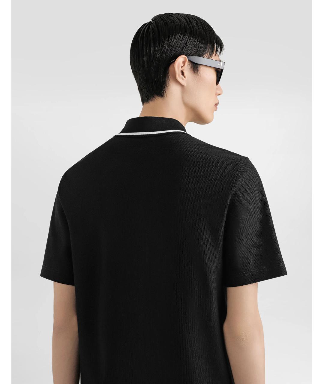DOLCE&GABBANA Черное хлопковое поло с коротким рукавом, фото 3