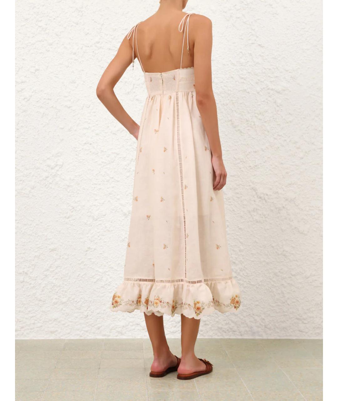 ZIMMERMANN Бежевый льняной сарафан, фото 3