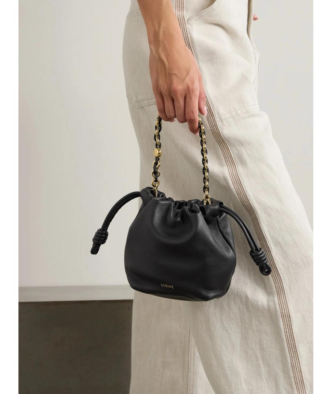 LOEWE Черная кожаная сумка с короткими ручками, фото 2
