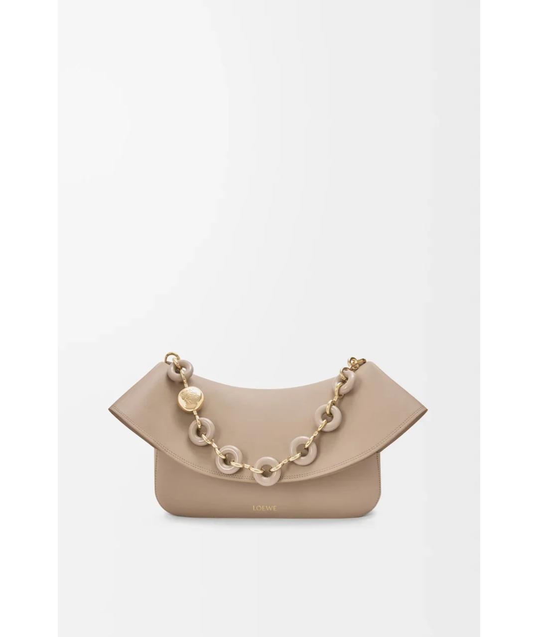 LOEWE Бежевая кожаная сумка через плечо, фото 4