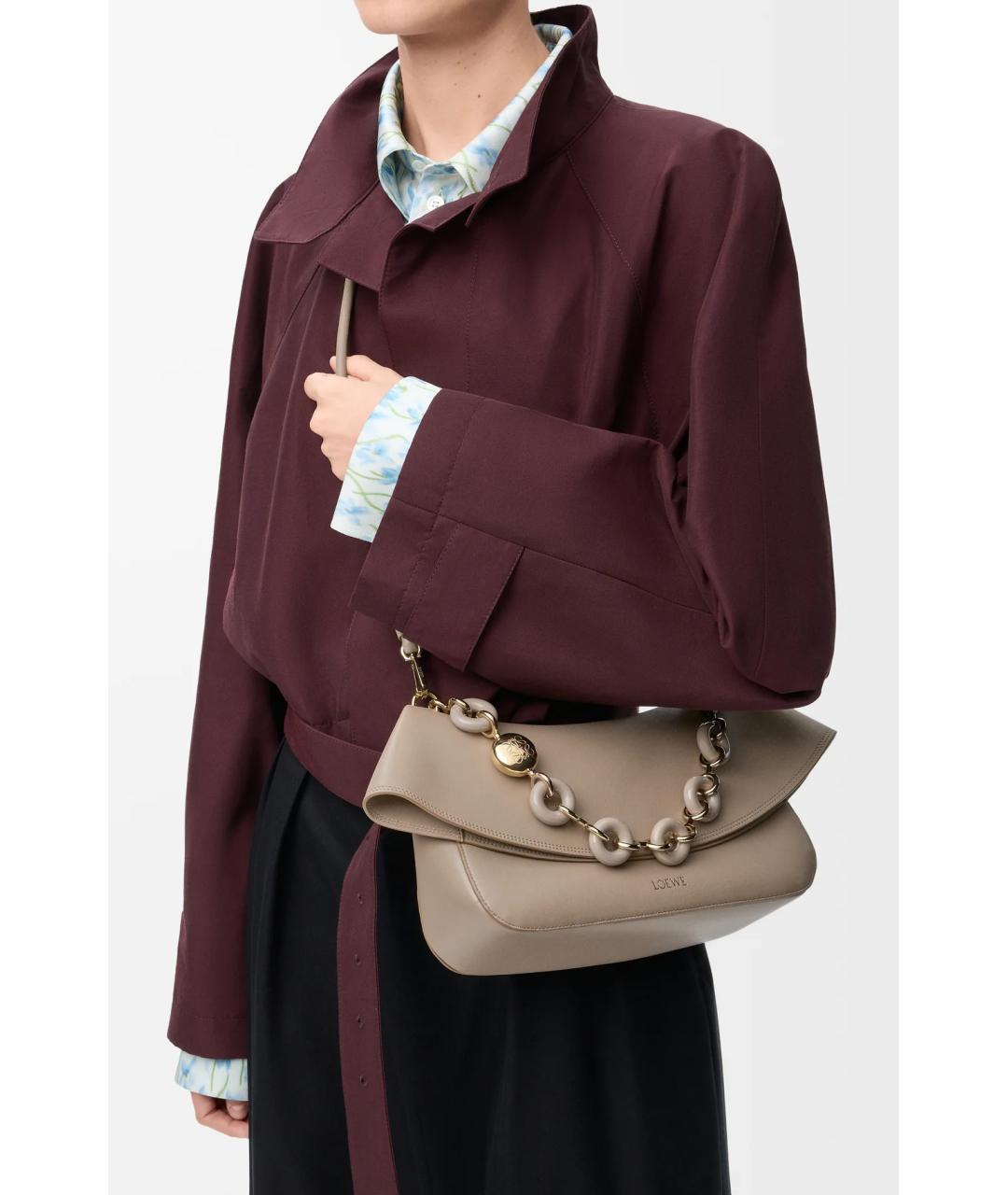 LOEWE Бежевая кожаная сумка через плечо, фото 2