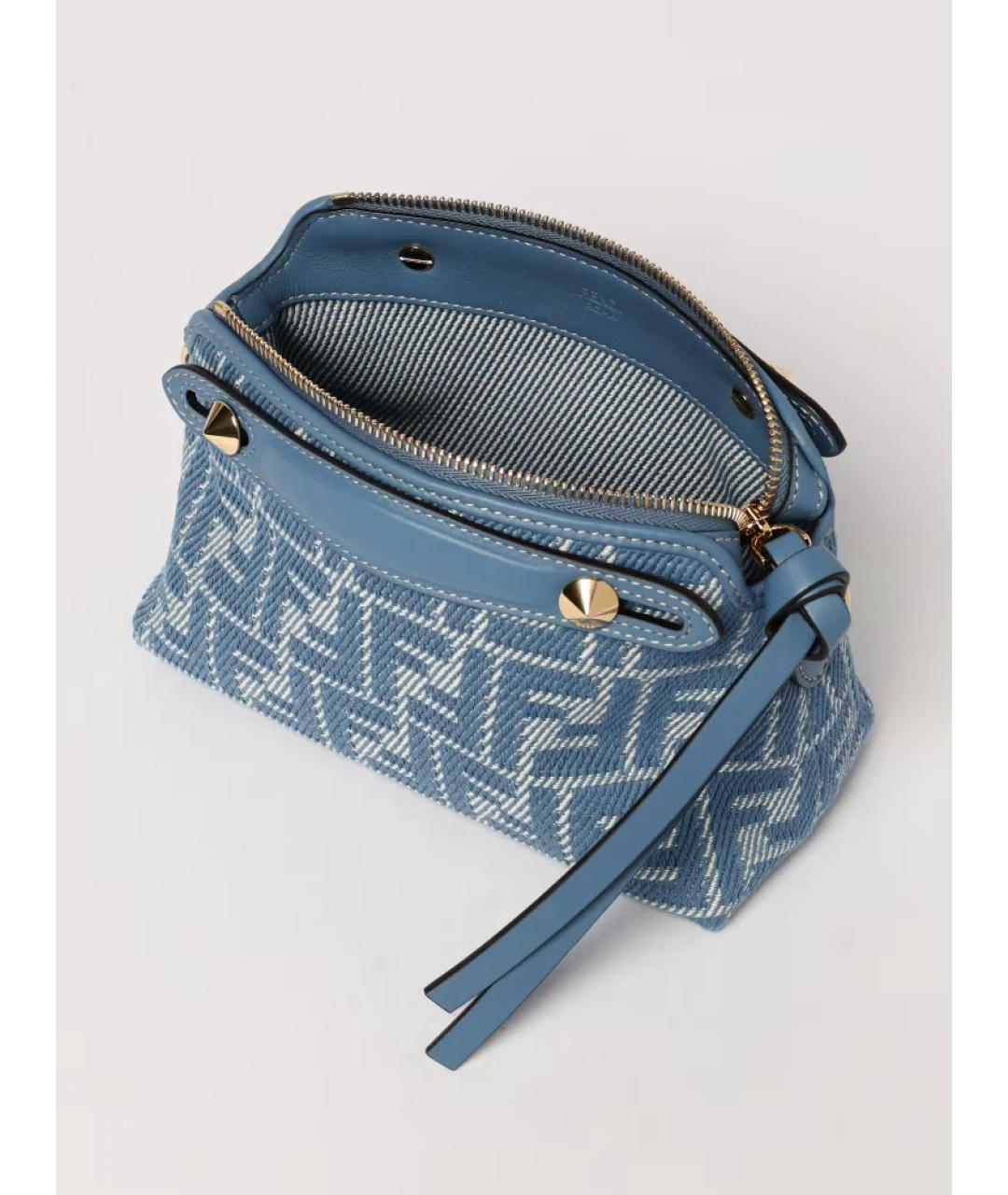 FENDI Голубая кожаная сумка с короткими ручками, фото 2