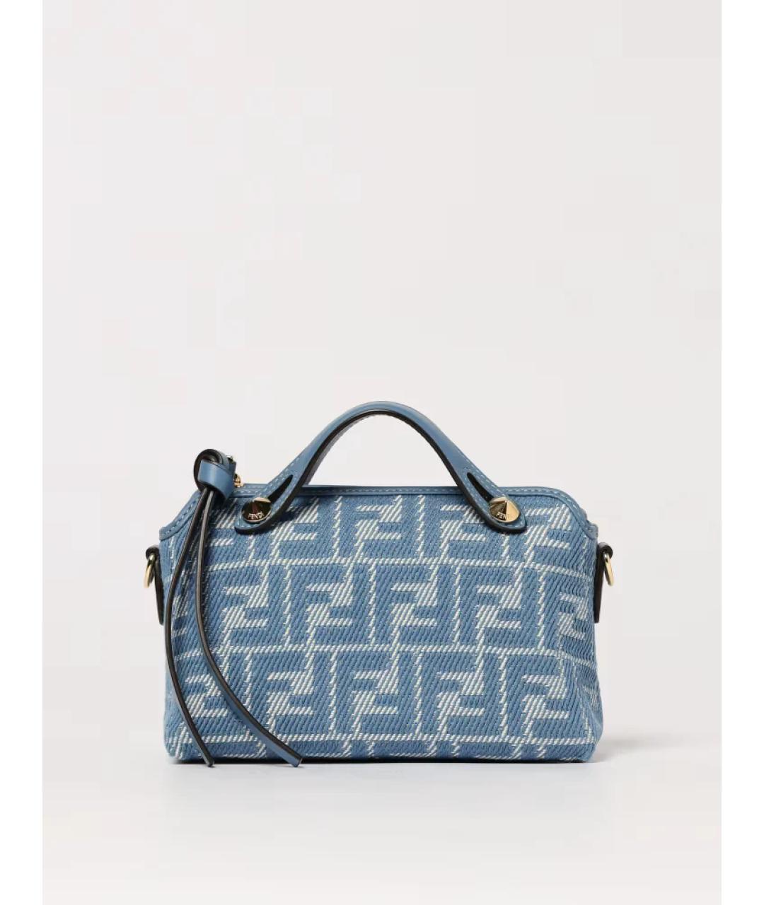 FENDI Голубая кожаная сумка с короткими ручками, фото 4