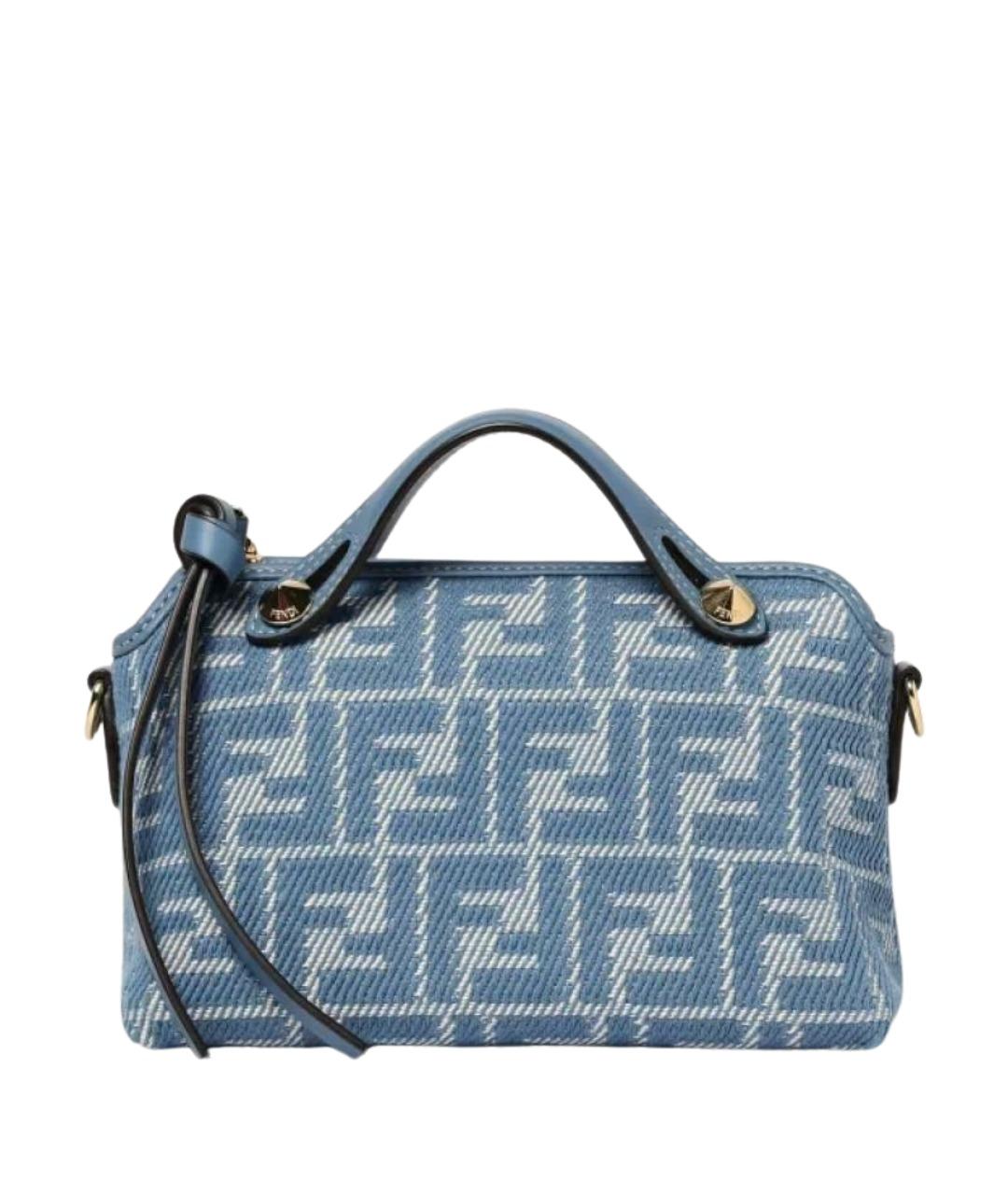 FENDI Голубая кожаная сумка с короткими ручками, фото 1